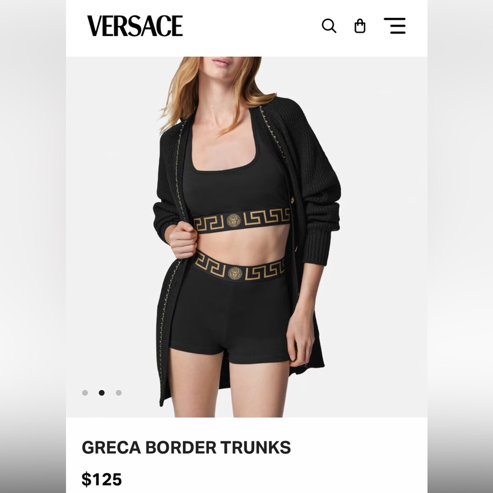 Authentic Versace Greca Border Trunks in Black – Women’s, Size 1 (US 2, XS).